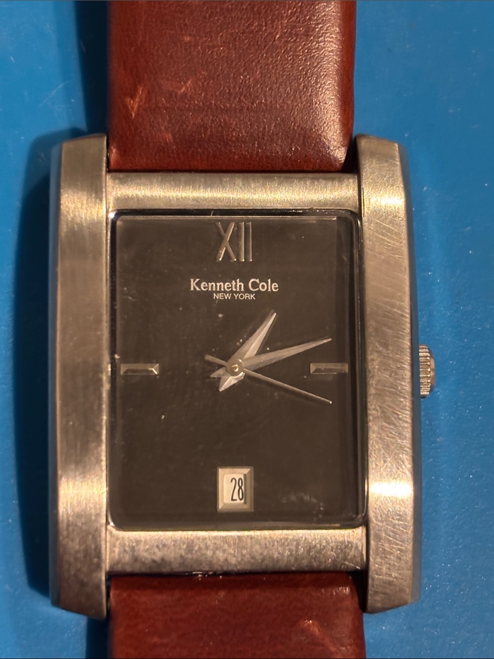 Kenneth Cole New York Black Dial Watch with Brown Leather Strap